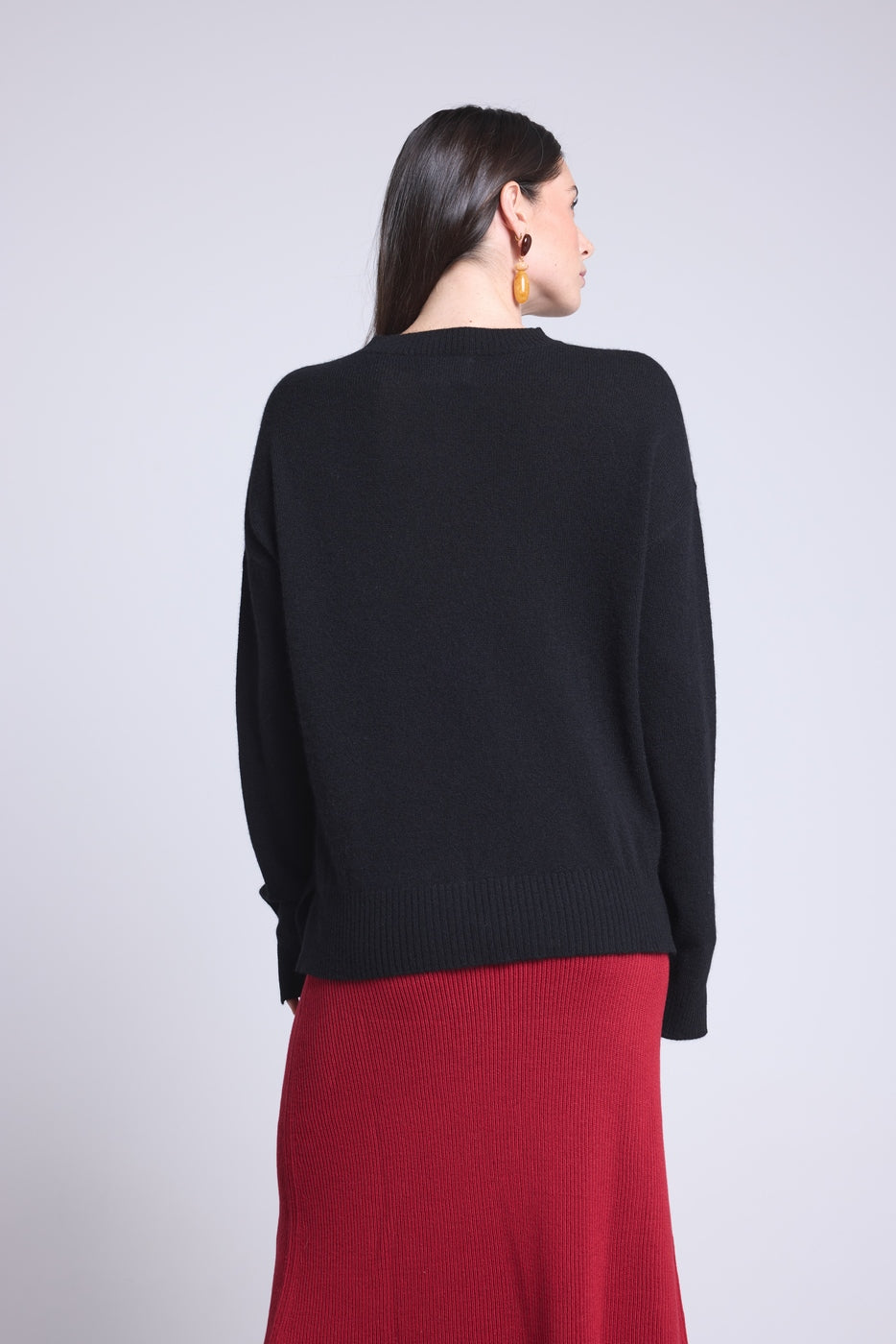 Jersey oversize de cuello redondo Cgiada - Negro - Mujer