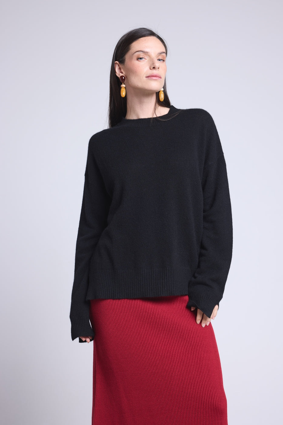 Jersey oversize de cuello redondo Cgiada - Negro - Mujer