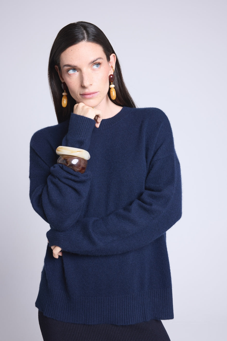 Jersey Cuello Redondo Oversize Cgiada - Azul Marino - Mujer