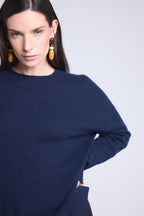 Pull Col Rond Oversize Cgiada - Bleu Marine - Femme