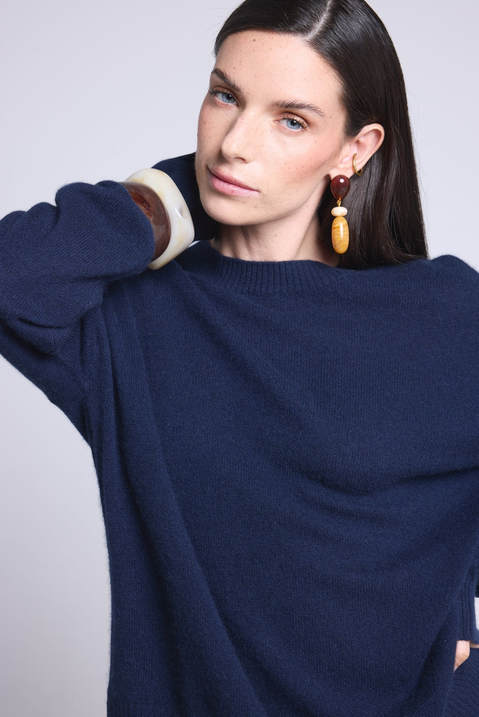 Pull Col Rond Oversize Cgiada - Bleu Marine - Femme