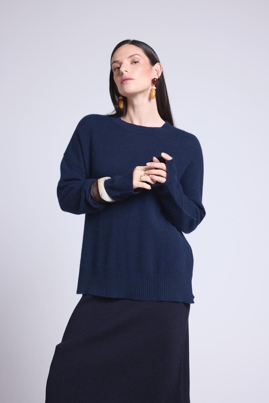 Jersey Cuello Redondo Oversize Cgiada - Azul Marino - Mujer