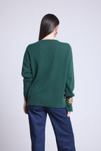 Jersey oversize de cuello redondo Cgiada - Verde botella - Mujer