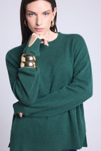 Jersey oversize de cuello redondo Cgiada - Verde botella - Mujer