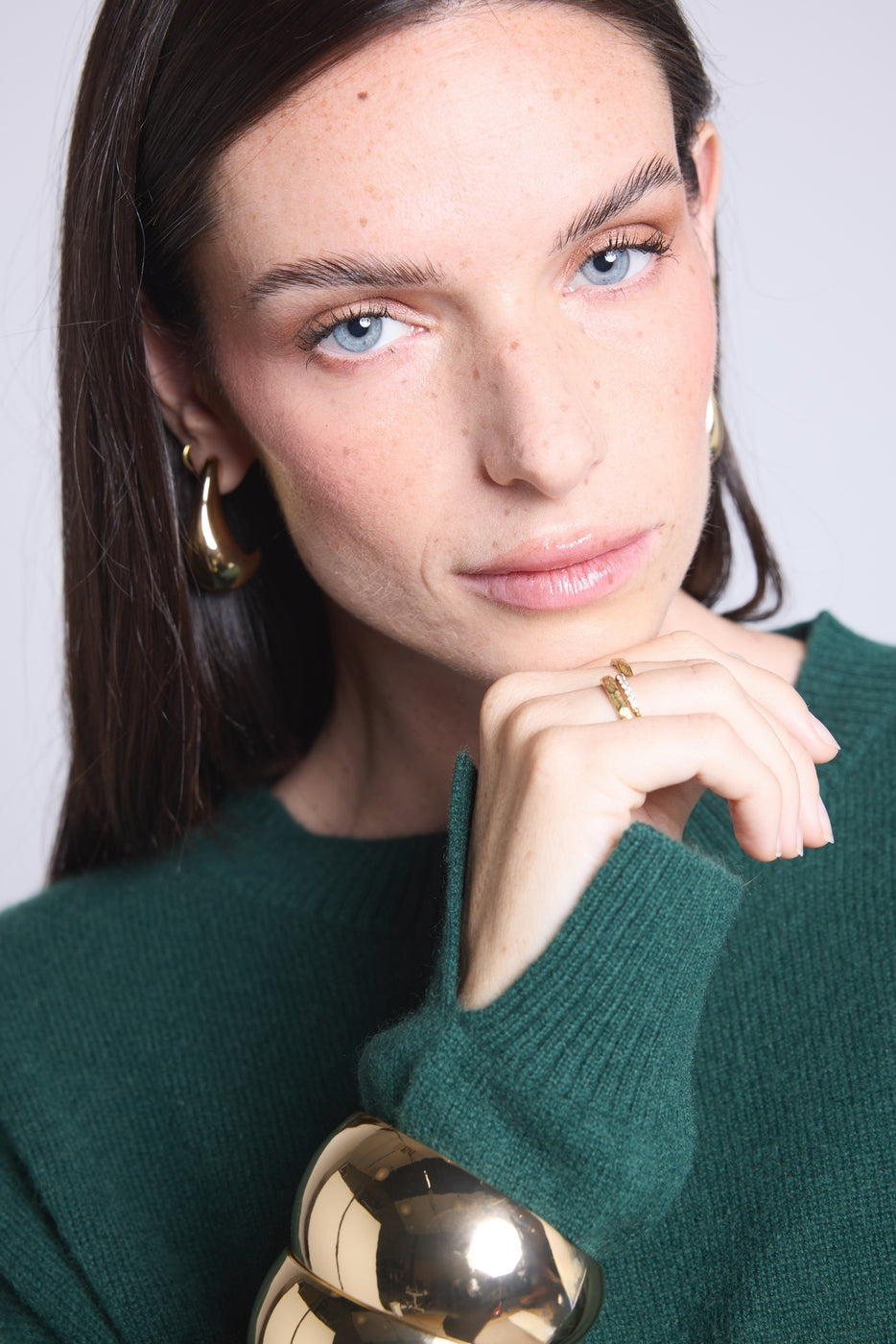 Jersey oversize de cuello redondo Cgiada - Verde botella - Mujer