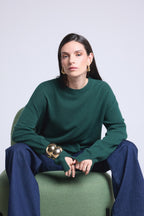 Jersey oversize de cuello redondo Cgiada - Verde botella - Mujer