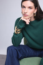 Jersey oversize de cuello redondo Cgiada - Verde botella - Mujer