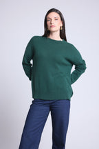 Jersey oversize de cuello redondo Cgiada - Verde botella - Mujer