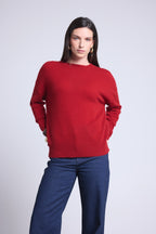 Jersey oversize de cuello redondo Cgiada - Rojo burdeos - Mujer