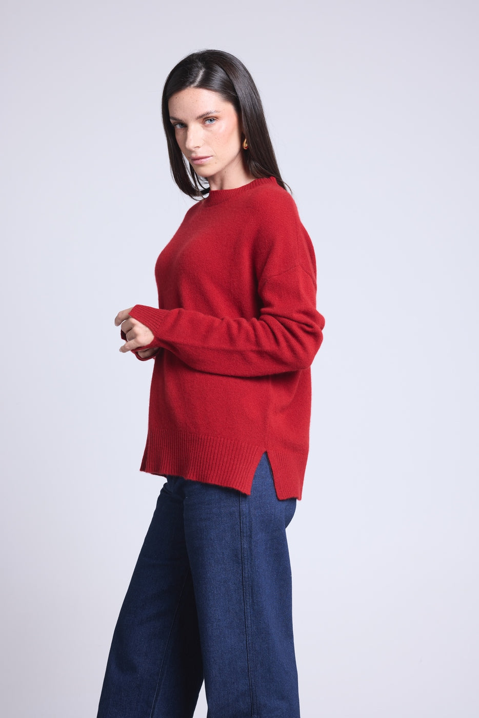 Jersey oversize de cuello redondo Cgiada - Rojo burdeos - Mujer