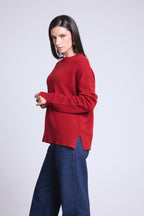 Jersey oversize de cuello redondo Cgiada - Rojo burdeos - Mujer