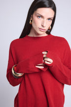 Jersey oversize de cuello redondo Cgiada - Rojo burdeos - Mujer