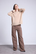 Jersey oversize de cuello redondo Cgiada - Beige crema - Mujer