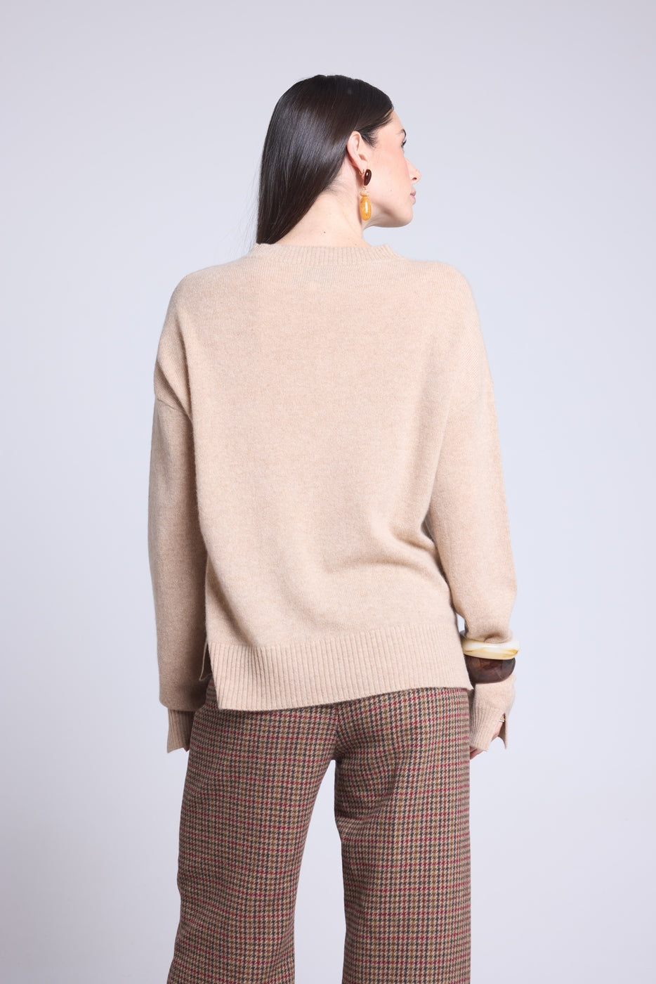 Jersey oversize de cuello redondo Cgiada - Beige crema - Mujer