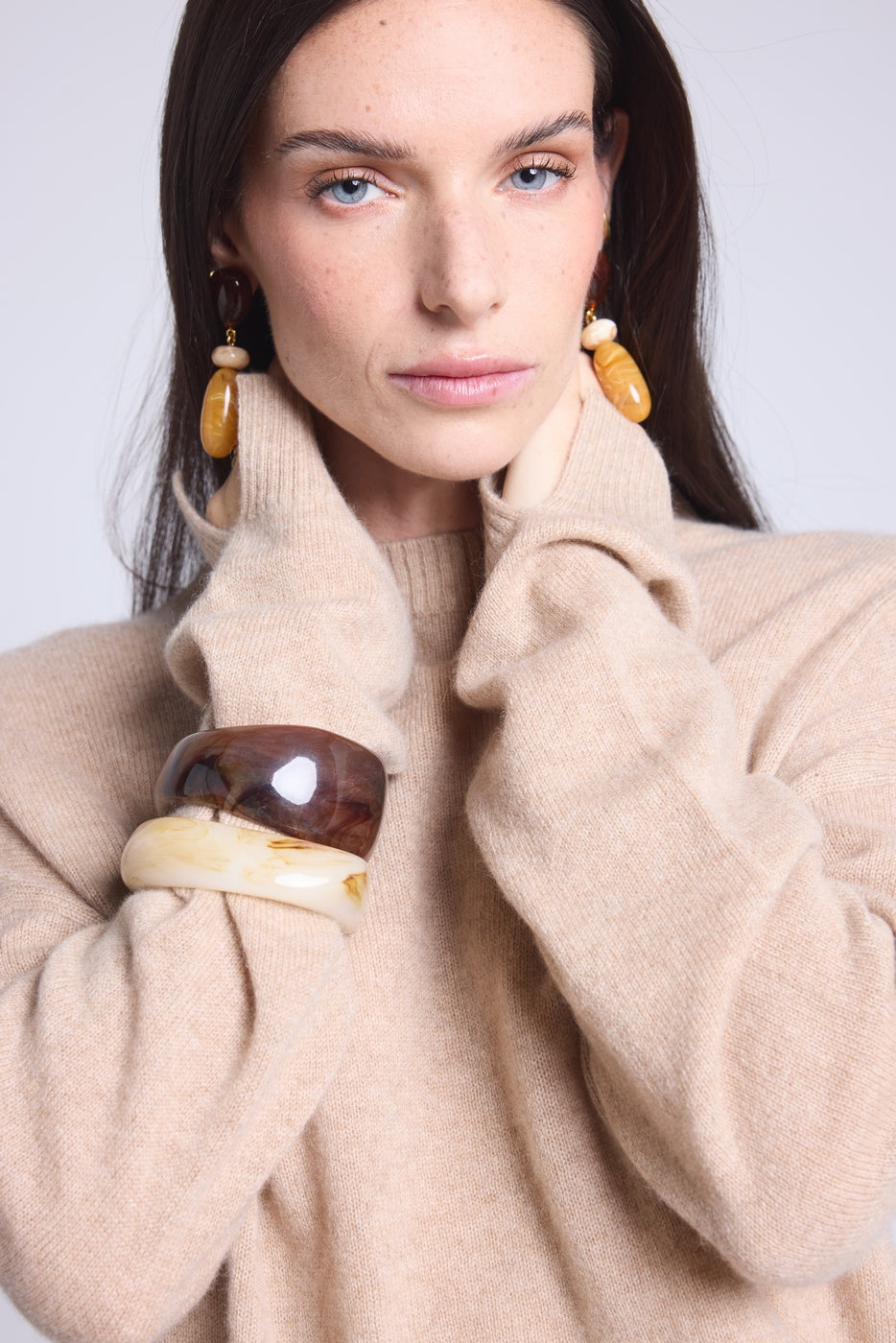 Jersey oversize de cuello redondo Cgiada - Beige crema - Mujer