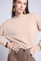 Jersey oversize de cuello redondo Cgiada - Beige crema - Mujer