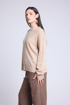 Jersey oversize de cuello redondo Cgiada - Beige crema - Mujer
