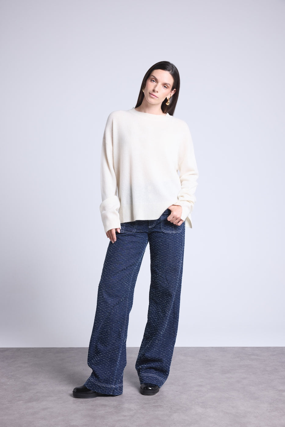 Jersey Cuello Redondo Oversize Cgiada - Blanco - Mujer