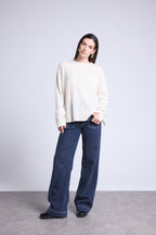 Jersey Cuello Redondo Oversize Cgiada - Blanco - Mujer