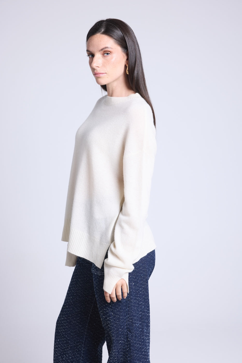Jersey Cuello Redondo Oversize Cgiada - Blanco - Mujer