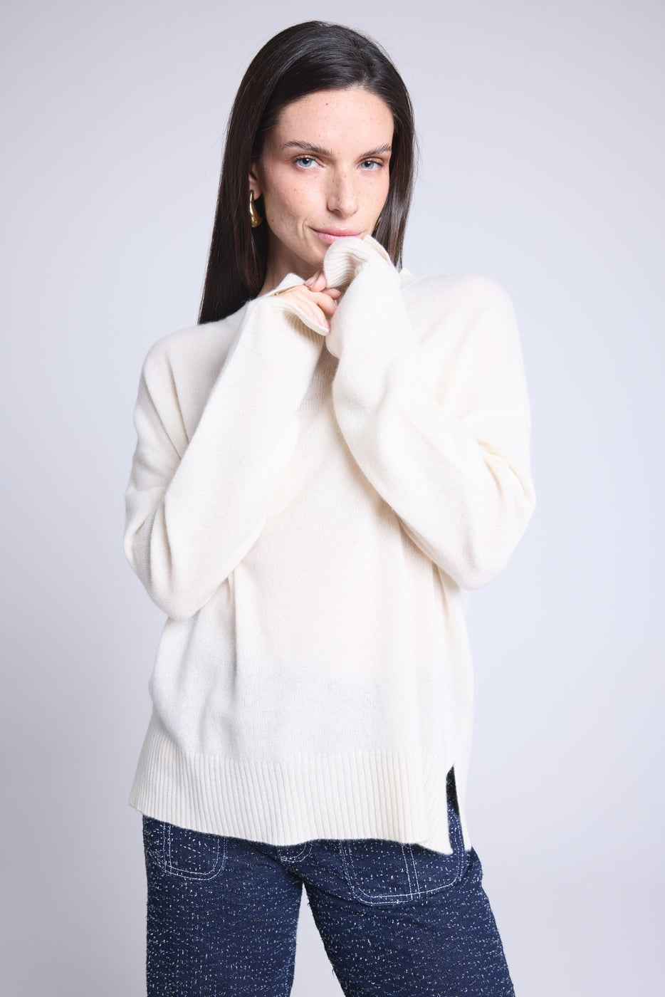 Jersey Cuello Redondo Oversize Cgiada - Blanco - Mujer