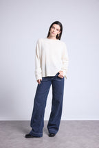 Pull Col Rond Oversize Cgiada - Blanc - Femme
