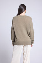 Pull Col Rond Oversize Cgiada - Vert Khaki - Femme