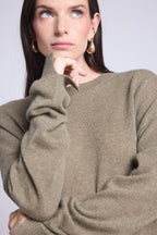 Pull Col Rond Oversize Cgiada - Vert Khaki - Femme