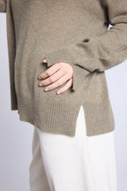 Pull Col Rond Oversize Cgiada - Vert Khaki - Femme