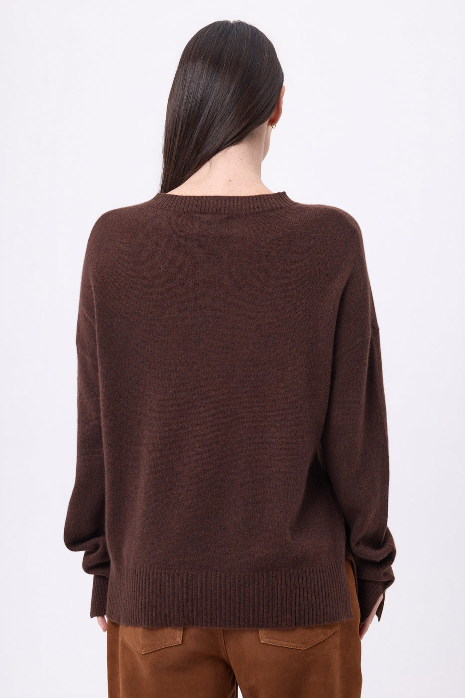 Pull Col Rond Oversize Cgiada - Marron Chocolat - Femme