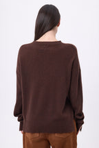 Pull Col Rond Oversize Cgiada - Marron Chocolat - Femme