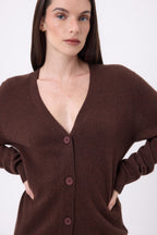 Pull Col Rond Oversize Cgiada - Marron Chocolat - Femme