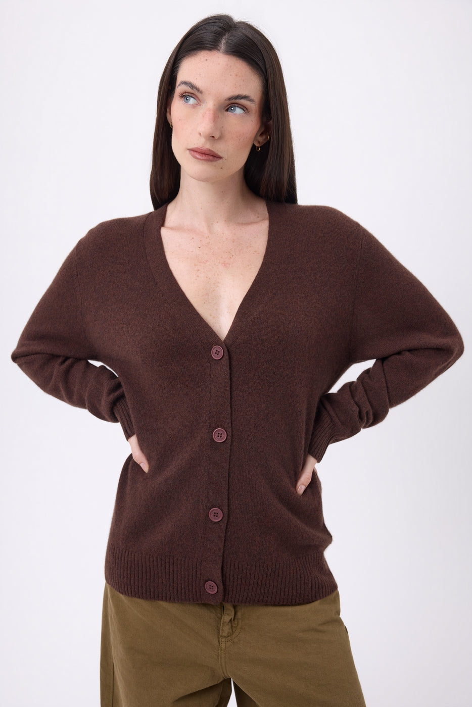 Pull Col Rond Oversize Cgiada - Marron Chocolat - Femme