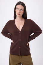 Pull Col Rond Oversize Cgiada - Marron Chocolat - Femme