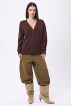 Pull Col Rond Oversize Cgiada - Marron Chocolat - Femme