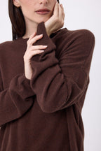 Pull Col Rond Oversize Cgiada - Marron Chocolat - Femme