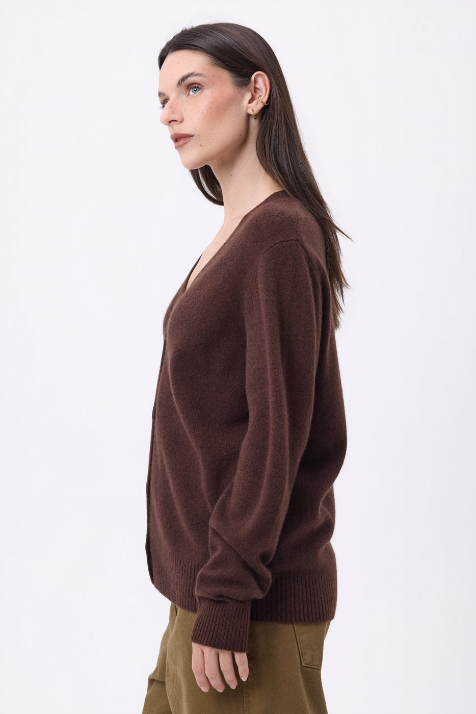 Pull Col Rond Oversize Cgiada - Marron Chocolat - Femme