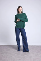 Jersey oversize de cuello redondo Cgiada - Verde botella - Mujer