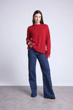 Jersey oversize de cuello redondo Cgiada - Rojo burdeos - Mujer
