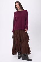 Pull Col Rond Oversize Cgiada - Lie-De-Vin - Femme