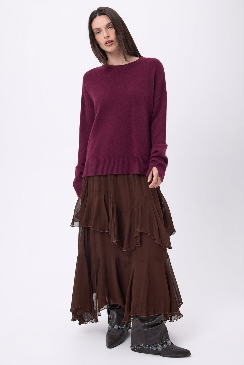 Pull Col Rond Oversize Cgiada - Lie-De-Vin - Femme