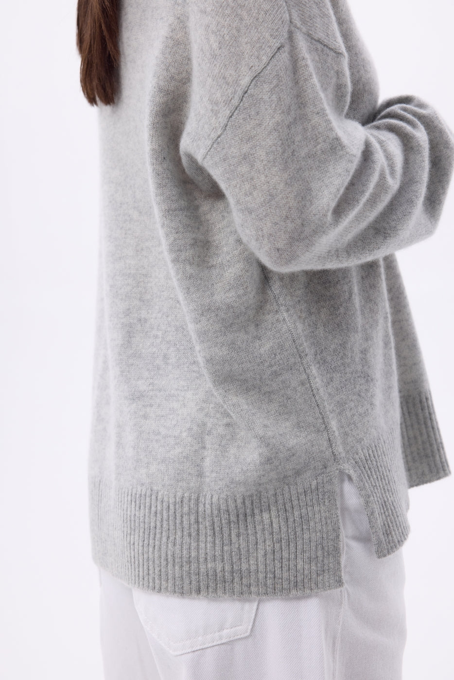 Pull Col Rond Oversize Cgiada - Gris Clair - Femme