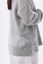 Pull Col Rond Oversize Cgiada - Gris Clair - Femme