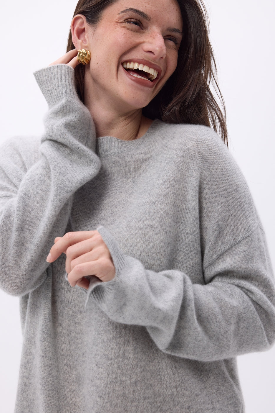 Pull Col Rond Oversize Cgiada - Gris Clair - Femme
