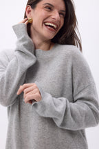 Pull Col Rond Oversize Cgiada - Gris Clair - Femme