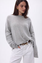Pull Col Rond Oversize Cgiada - Gris Clair - Femme
