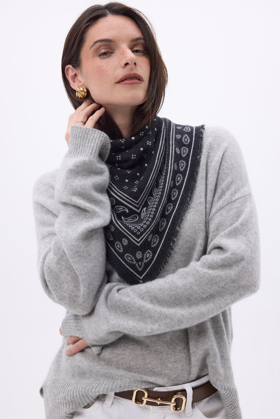 Pull Col Rond Oversize Cgiada - Gris Clair - Femme