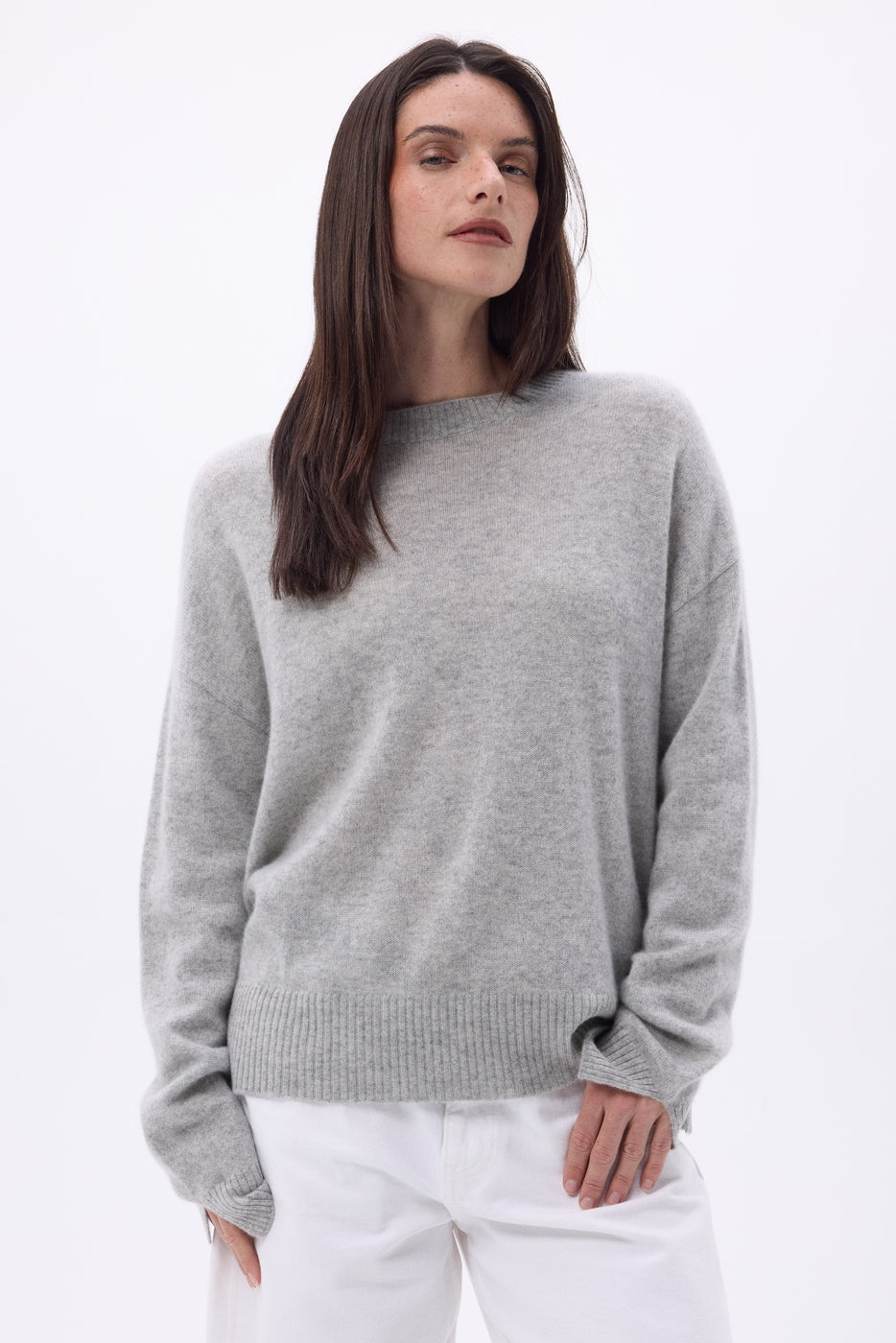 Pull Col Rond Oversize Cgiada - Gris Clair - Femme