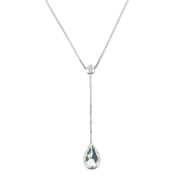 Collana "Goccia d'Azzurro 0,35Ct/1" Oro Bianco 375/1000 e Topazio