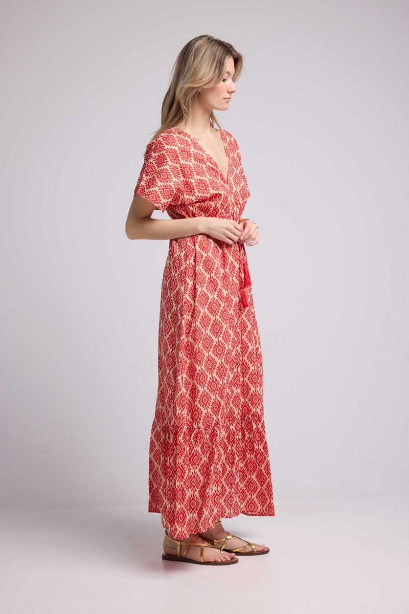 Vestido largo de manga corta - Naranja